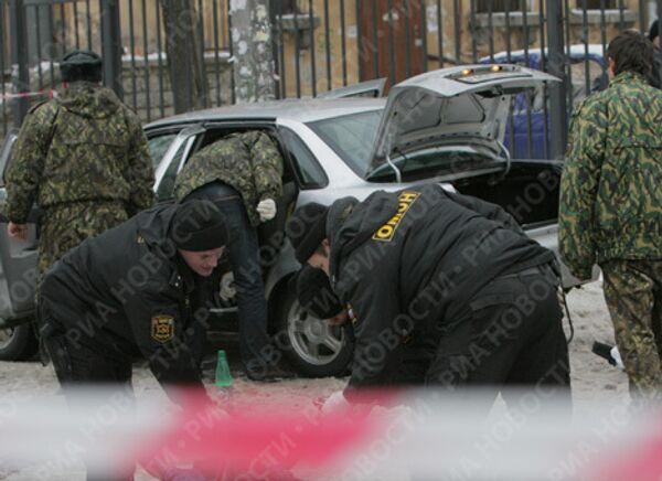 Взрыв автомобиля Лада-Приора в Санкт-Петербурге