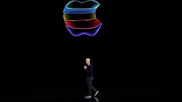 Генеральный директор Apple  Тим Кук выступает на презентации штаб-квартире в Купертино, штат Калифорния. 10 сентября 2019  