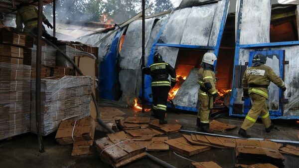 Тушение пожара в Биробиджане