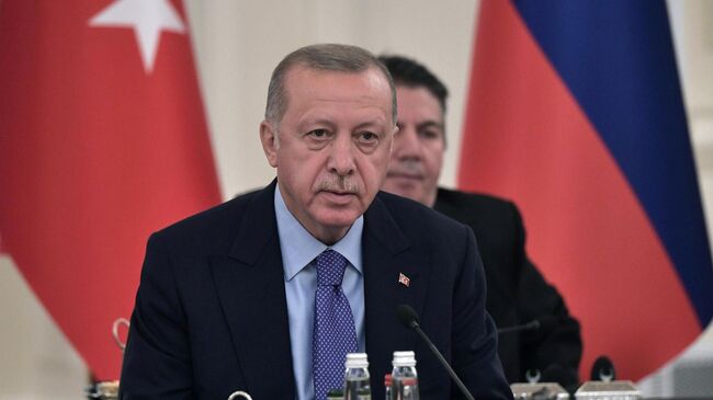 Президент Турции Реджеп Тайип Эрдоган на V встрече глав государств - гарантов Астанинского процесса содействия сирийскому урегулированию