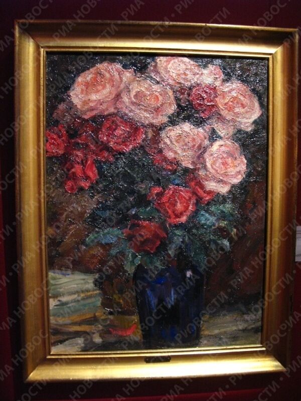Картина Леонида Пастернака Натюрморт с розами на аукционе Сотбис