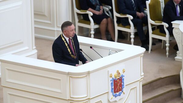 Избранный губернатор Санкт-Петербурга Александр Беглов выступает на церемонии инаугурации в Мариинском дворце 