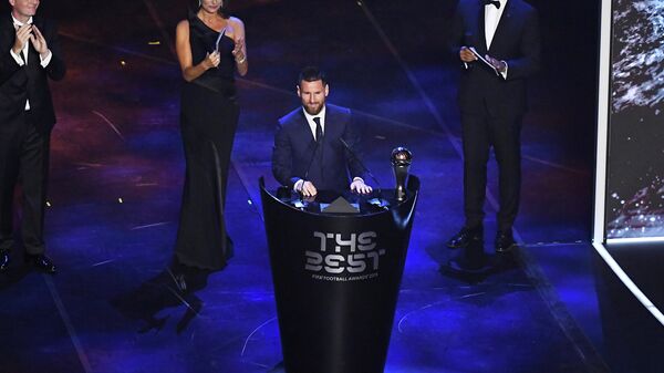 Лионель Месси на церемонии вручения наград лучшему футболисту мира