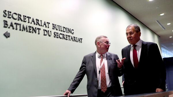 Министр иностранных дел РФ Сергей Лавров в штаб-квартире ООН в Нью-Йорке