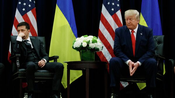 Президент Украины Владимир Зеленский и президент США Дональд Трамп во время встречи в Нью-Йорке, США