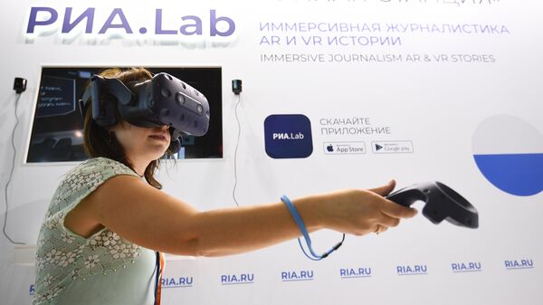 VR-очки в презентационной зоне РИА.Lab на стенде МИА Россия сегодня