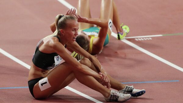 Легкоатлетка Екатерина Ивонина (Россия) на чемпионате мира по легкой атлетике в Дохе