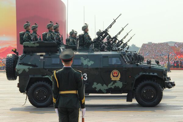 Антитерорристическая вооруженная полиция Китая на военном параде, приуроченном к 70-летию образования Китая, в Пекине