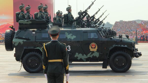 Антитерорристическая вооруженная полиция Китая на военном параде, приуроченном к 70-летию образования Китая, в Пекине