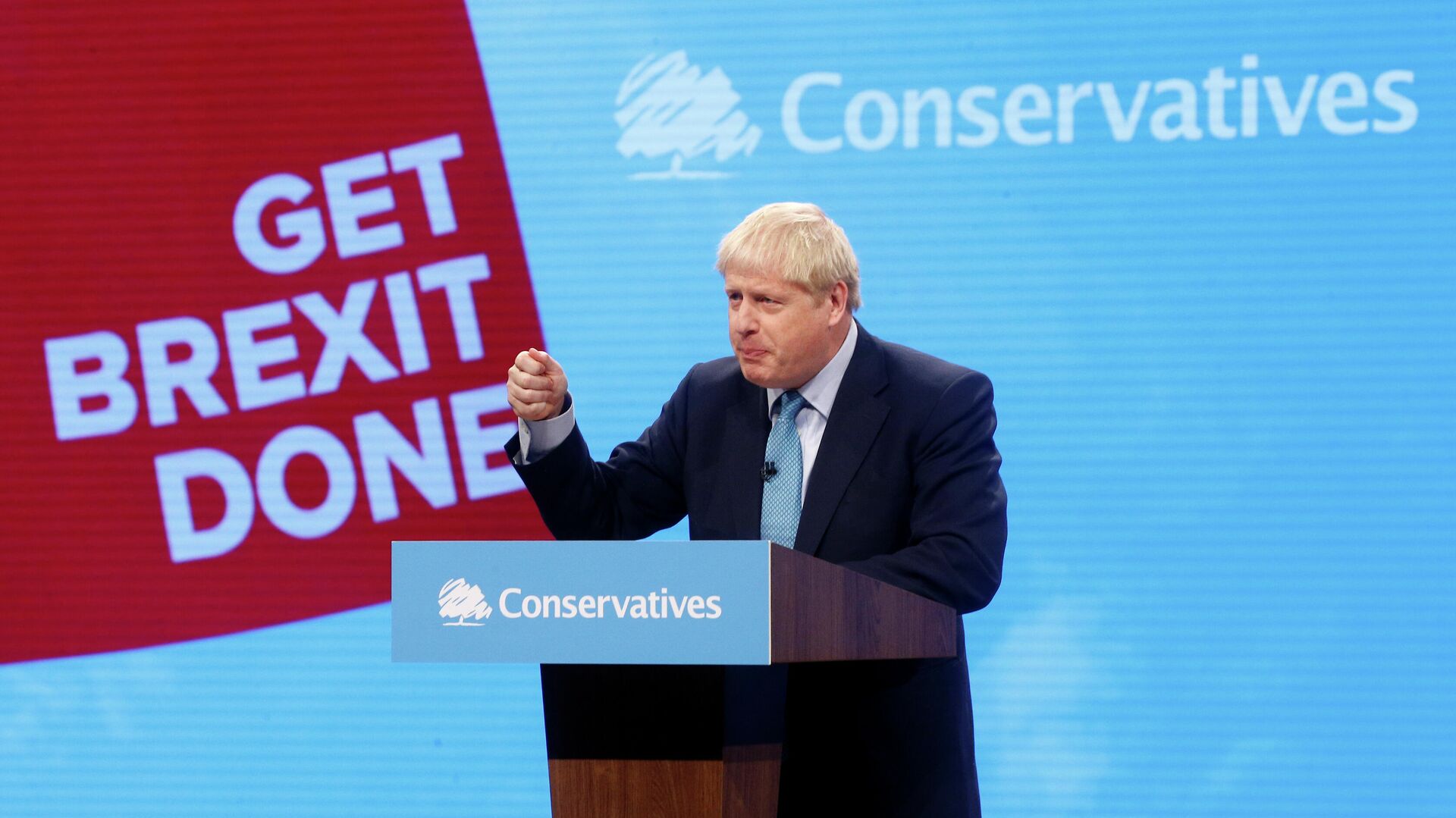 Премьер-министр Великобритании Борис Джонсон на съезде Консервативной партии в Манчестере. 2 октября 2019  - РИА Новости, 1920, 04.10.2019