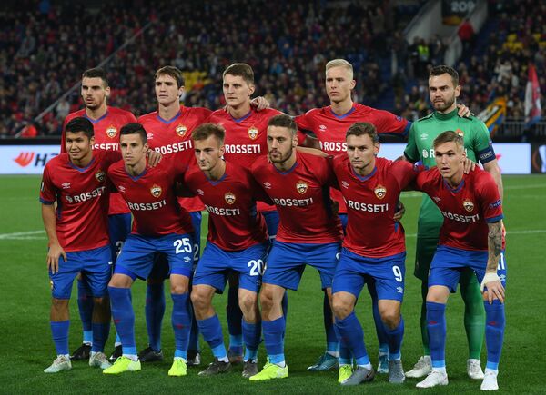 Футболисты ЦСКА перед матчем Лиги Европы против Эспаньола