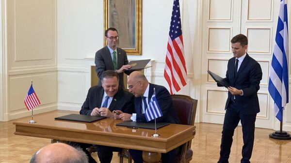 Государственный секретарь США Майк Помпео в МИД Греции. 5 октября 2019