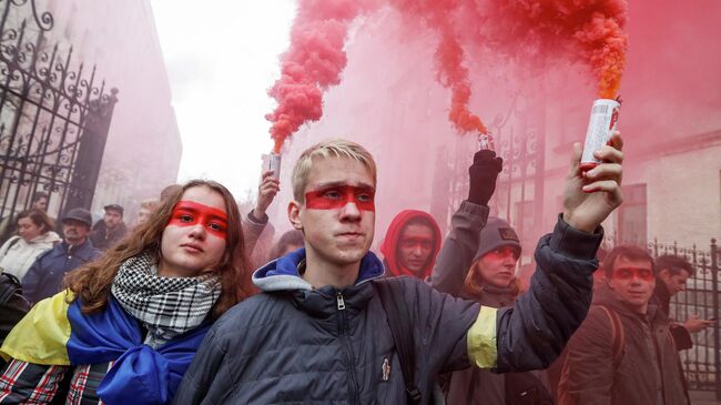 Митинг против формулы Штайнмайера в Киеве, Украина. 6 октября 2019