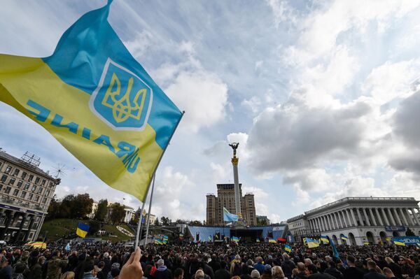 Митинг против формулы Штайнмайера в Киеве, Украина. 6 октября 2019