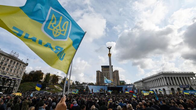 Митинг против формулы Штайнмайера в Киеве, Украина. 6 октября 2019