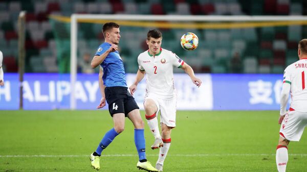 Игровой момент матча Белоруссия - Эстония