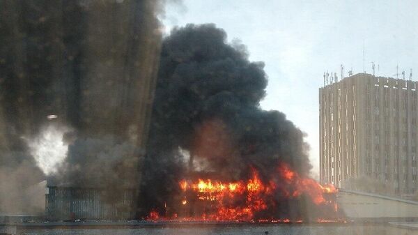 Пожар на складе с пухом и пером в Новосибирске