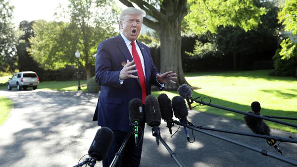 Президент США Дональд Трамп отвечает на вопросы журналистов на южной лужайке Белого дома в Вашингтоне