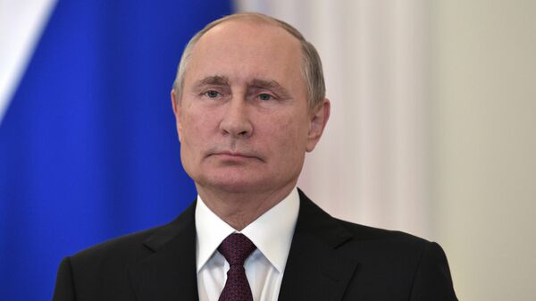 Президент РФ Владимир Путин во время поздравления тружеников агропромышленного комплекса с профессиональным праздником 