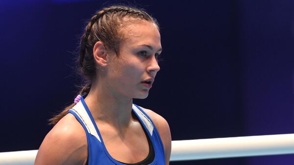 Екатерина Пальцева (Россия) после финального поединка в весовой категории до 48 кг против Mанджу Рани (Индия) до  на чемпионате мира по боксу AIBA среди женщин в Улан-Удэ.