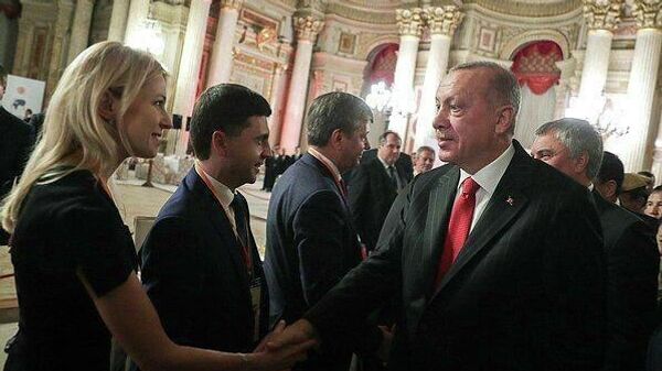 Конференция в Анкаре с участием президента Турции Реджепа Тайипа Эрдогана и представителями парламентской делегации из России