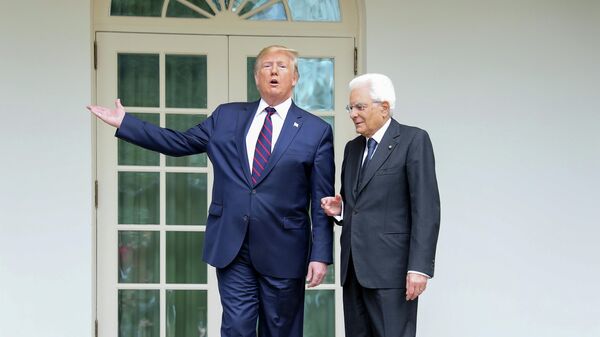 Президент США Дональд Трамп и президент Италии Серджо Маттарелла во время встречи в Вашингтоне