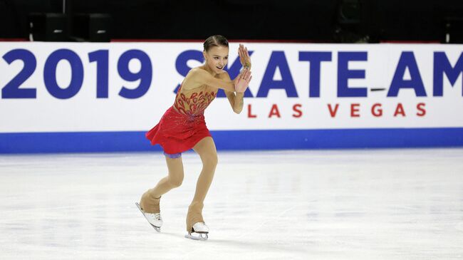 Анна Щербакова (Россия) на этапе Гран-при в США по фигурному катанию