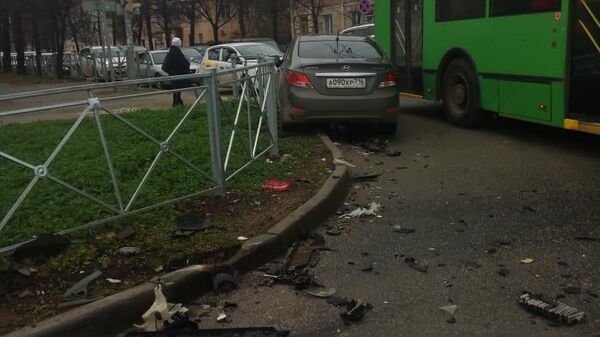 Автомобиль нарушителя, остановленный ДПС Тататрстана после погони на улицах Казани