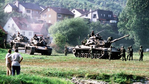 Американские танки во время учений REFORGER '82 в Западной Германии