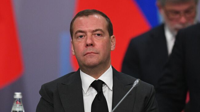 Председатель правительства РФ Дмитрий Медведев на заседании Совета глав правительств СНГ