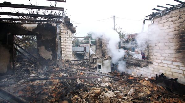Дом в Донецке, разрушенный при обстреле