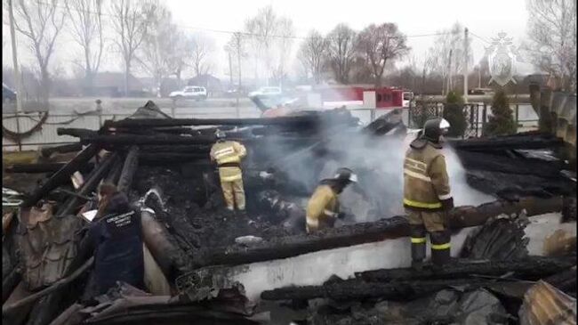 Видео с места пожара в Рязанской области 