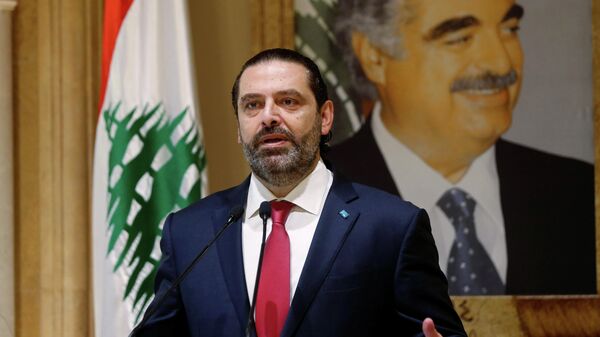 Премьер-министр Ливана Саад Харири во время пресс-конференции в Бейруте