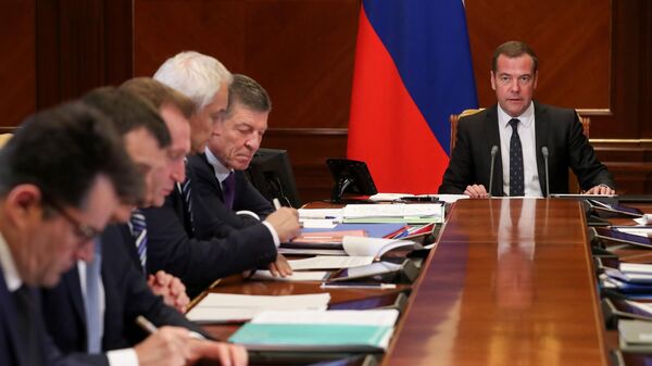 Председатель правительства РФ Дмитрий Медведев проводит заседание наблюдательного совета государственной корпорации развития ВЭБ.РФ