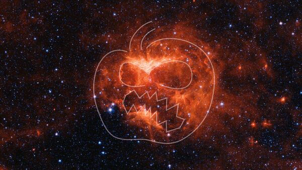 Инфракрасное изображение туманности Светильник Джека (Jack-o'-lantern), сделанное космическим телескопом НАСА Спитцер