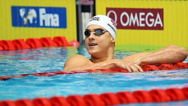 Владимир Морозов (Россия) в финальных соревнованиях по плаванию на дистанции 200 м вольным стилем среди женщин на VI этапе Кубка мира по плаванию в Казани.