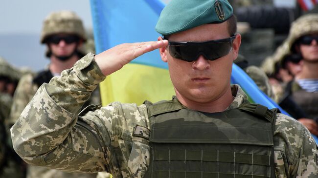 Военнослужащий армии Украины на открытии международных военных учений Достойный партнер-2018 под эгидой НАТО в Грузии