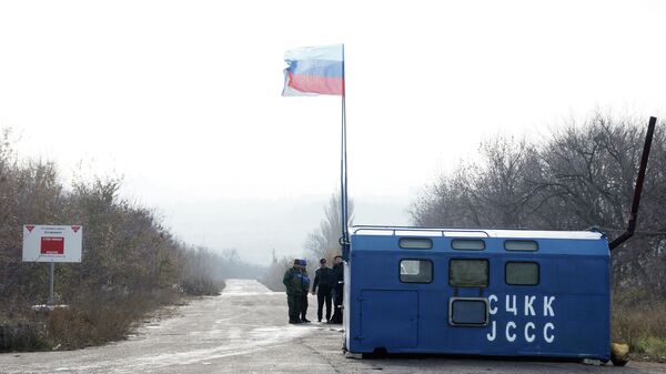 База Совместного центра контроля и координации прекращения огня и стабилизации обстановки на Юго-Востоке Украины под Первомайском