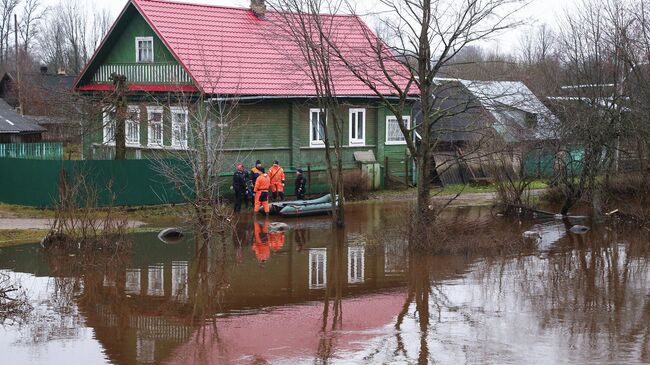 Последствия подтопления в поселке Крестцы Новгородской области