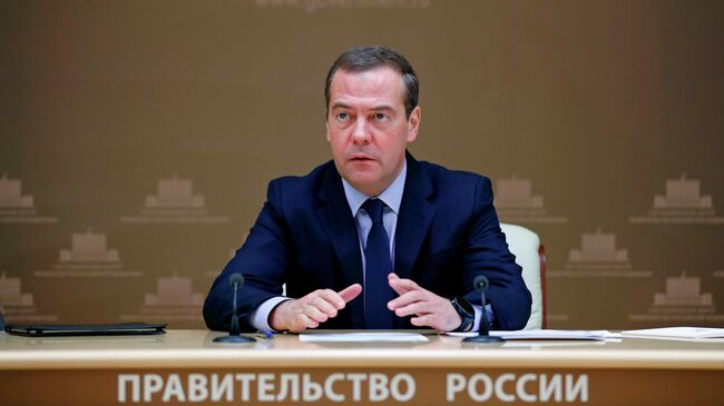 Председатель правительства РФ Дмитрий Медведев проводит заседание президиума Совета при президенте РФ по стратегическому развитию и национальным проектам