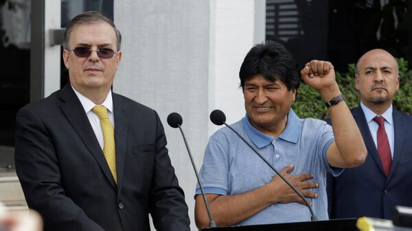 Свергнутый президент Боливии Эво Моралес во время прибытия в Мексику