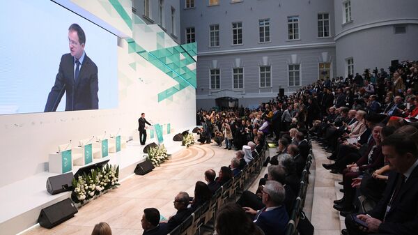 Министр культуры РФ Владимир Мединский выступает на открытии Международного культурного форума в Санкт-Петербурге