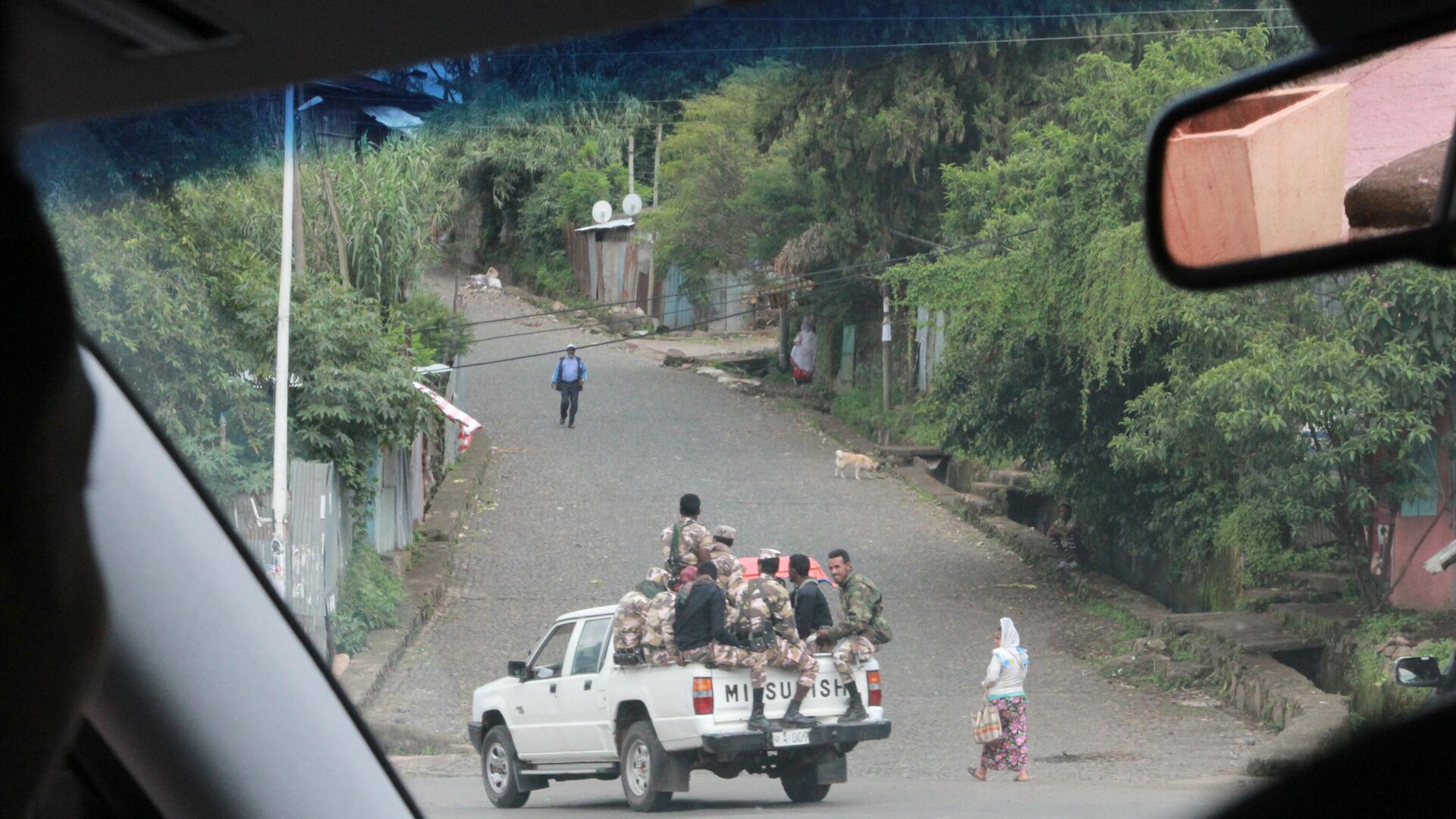 Amhara police car escorting Russian journalists.  Gondar.  Ethiopia - 1920, 10/30/2021