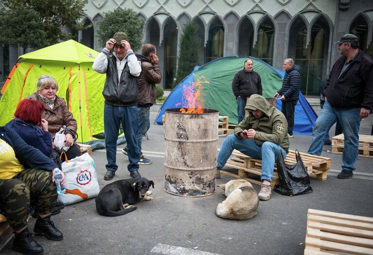 Участники акции протеста в Тбилиси против правящих властей. 15 ноября 2019