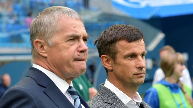 Президент ФК Зенит Александр Медведев и главный тренер Сергей Семак