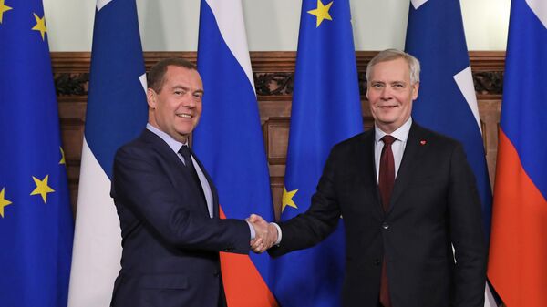 Председатель правительства РФ Дмитрий Медведев и премьер-министр Финляндии Антти Ринне 