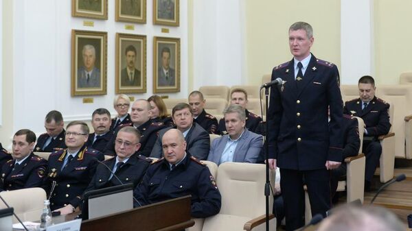 Полковник Владимир Васенин во время представления руководящему составу подразделений московской полиции