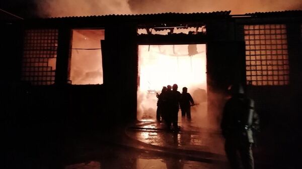 Пожар на складе в Брянске