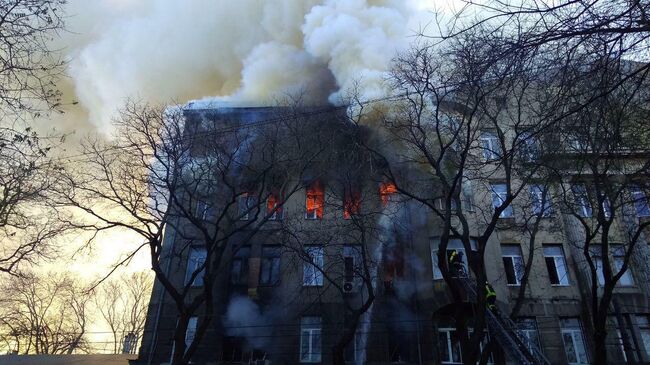 Пожар в Одесском колледже экономики, права и гостинично-ресторанного бизнеса