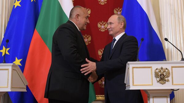 Президент РФ Владимир Путин и премьер-министр Болгарии Бойко Борисов на пресс-конференции по итогам встречи. 30 мая 2018 